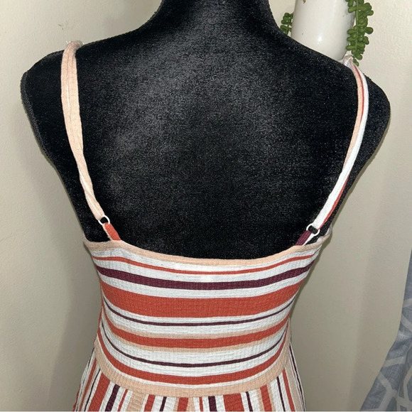 Stretchy Striped Jumpsuit - Brown, Rust Orange, Cream 🌟 Size M - Picture 7 of 9